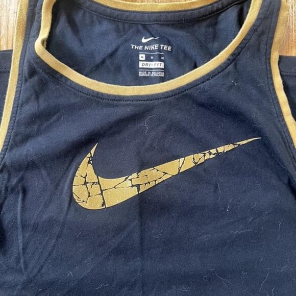 Nike Unisex Black Tank Top - Gold Swoosh Logo - Size Large - Picture 2 of 3